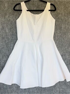 Vintage 90s Jill Stuart NY White Pique Fit and Flare Dress Size 10 Mini Bridal